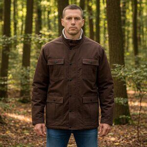 Alesbury Men's Sherpa Lined Jacket‎ Brown Field Jacket Pockets Barn XL Workwear